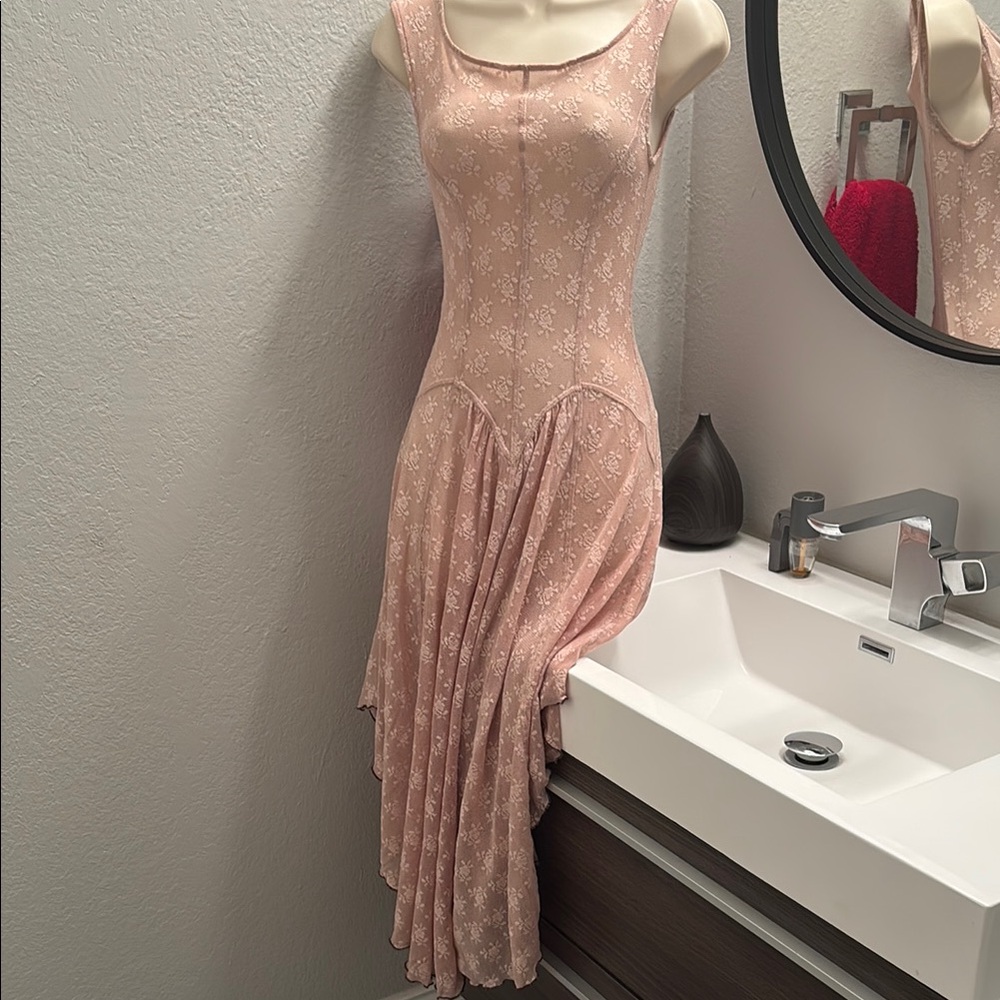 FP Intimately, Elegant Nude Floral sheer Dress, XS, NWOT
